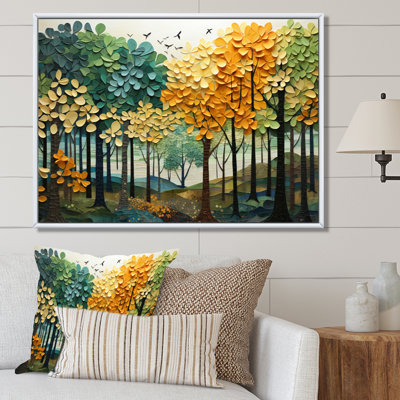 " Orange Green Trees Canopy Patchwork III "