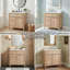 Meuble-lavabo de 30 po en grain de bois naturel avec lavabo en céramique, structure en bois massif, 1 tiroir escamotable, 1 support de porte et 2 tiroirs à fermeture en douceur (bois / bois clair)-1469748354