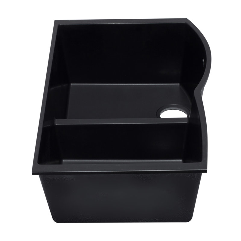 Évier de cuisine à double cuve en granite composite L 33 po x l 21 po, Noir