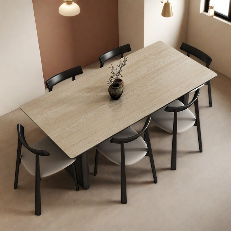 Minimalist modern rectangular dining table set, 29.52"H x 55.11"L x 31.49"W