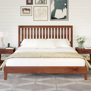 Raeann Solid Wood Bed with Grille Headboard