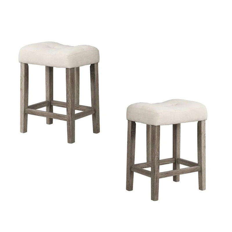 Tabouret de bar à hauteur de comptoir de 2, conception transitionnelle, couleur chêne, repose-pieds et siège, lin en bois d'ingénierie - mélange de revêtement pour un repas confortable 2 avec repose-pieds rembourré, siège en construction