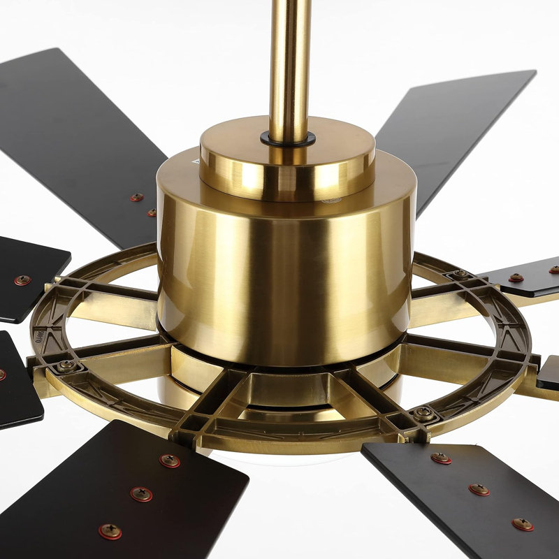 Delontae 60'' Ceiling Fan with LED Lights, Gold with Black Blades