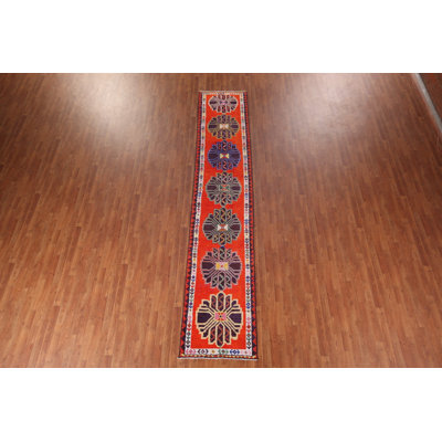 Tapis de couloir oriental en soie fait à la main 3 x 14 po Anatolian