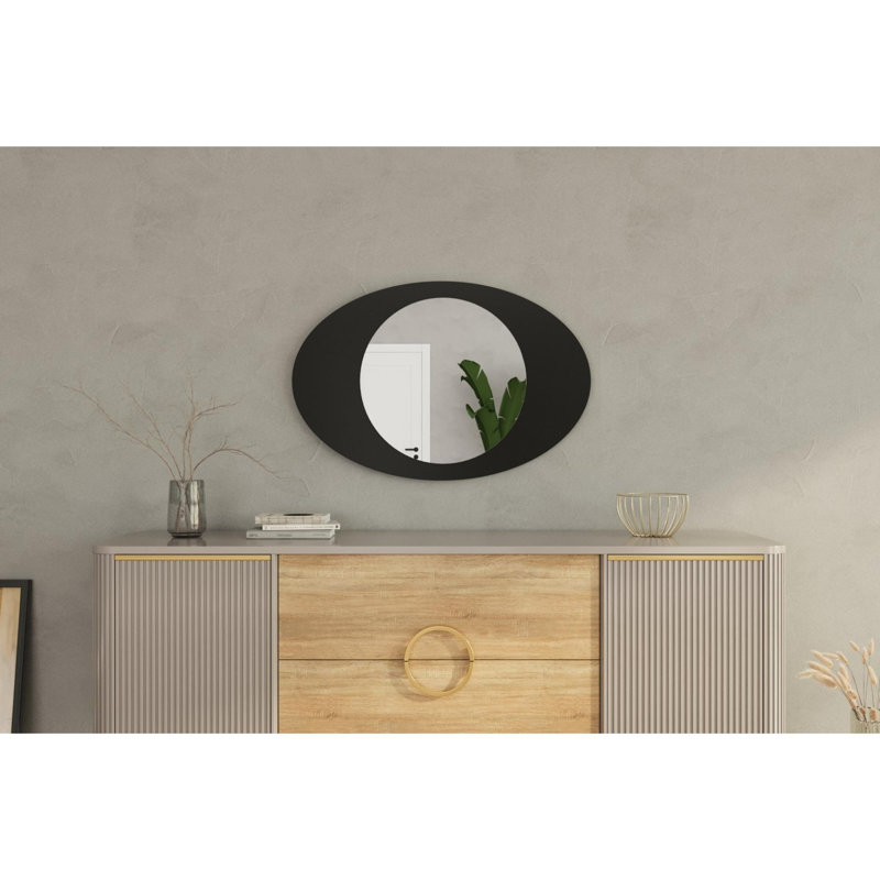Modern Black Wall Mirror, 23.6 x 35.4 x 0.9 inches | 100% MDF, Eco-Friendly Flotal-E Design | Sleek Solid Color, Perfect for Home Decor & Contemporary Spaces | Easy Wall Mounting for Instant Style Upgrade