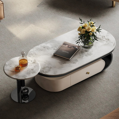 Luxury-Style Oval Marble Coffee Table