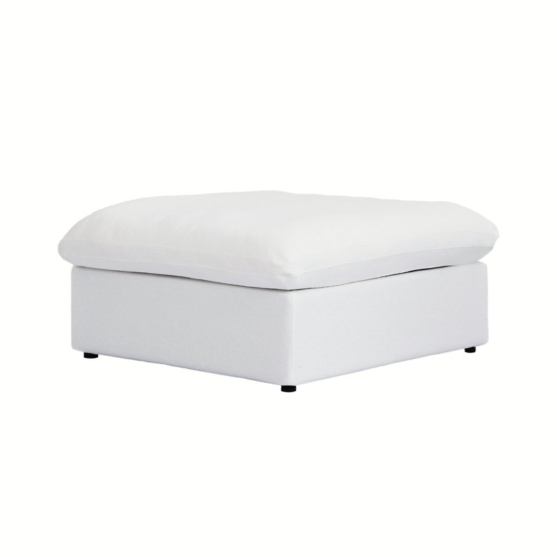 Kenda 40.15" Upholstered Slipcovered Ottoman, White