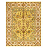 Hand Knotted Wool Area Rug in Gold And Ivory