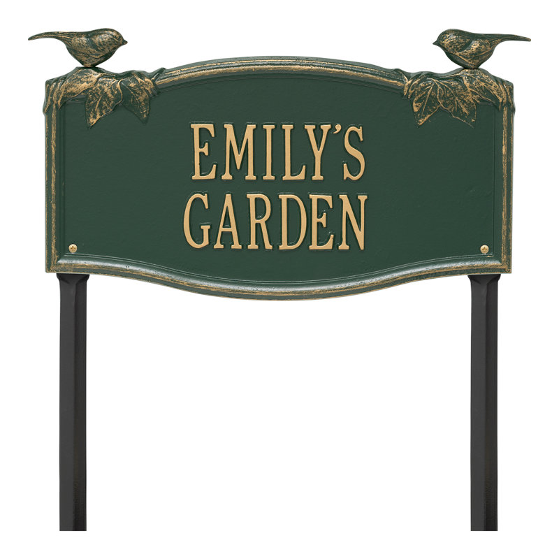 Chickadee Garden Sign, Green/Gold, Yes