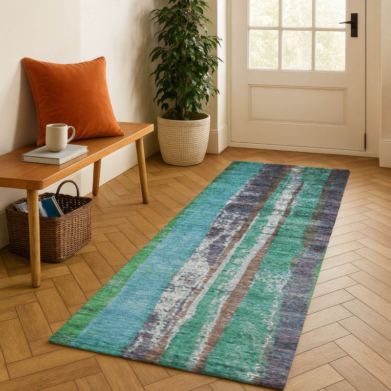 Premium Machine Washable Emest AMF1910 Stripes Rug, Runner 2'3" x 7'6"