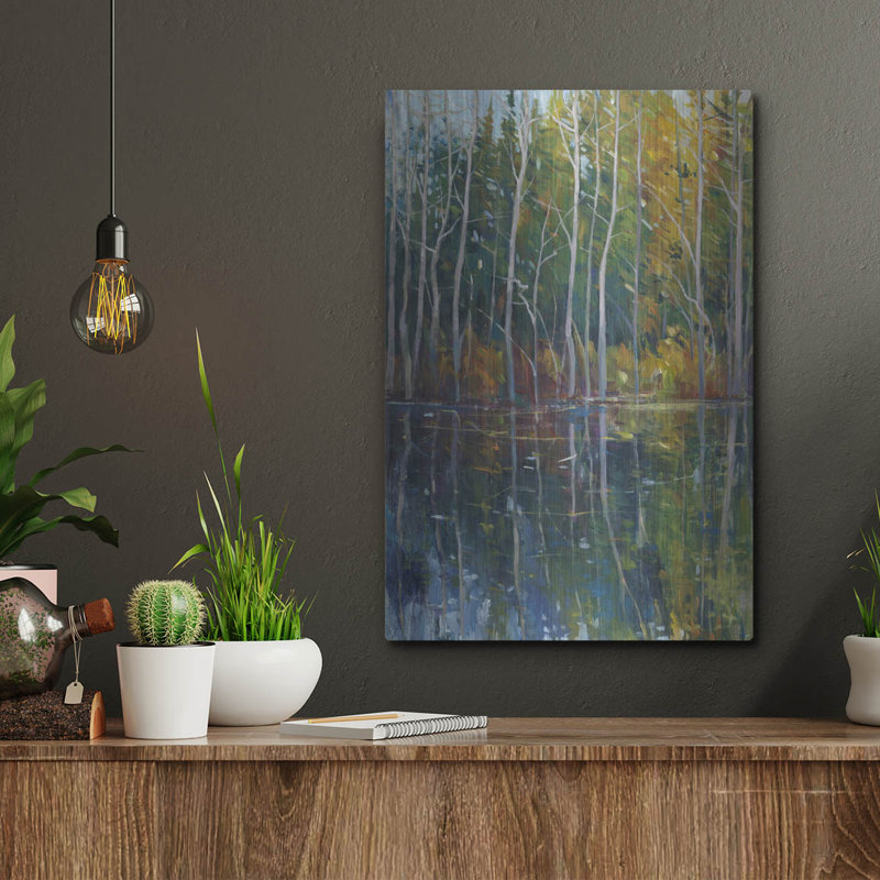 «Pine Reflection II» par Tim O'Toole, art mural en métal, H 16 po x l 12 po