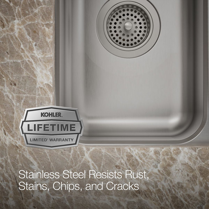Undertone® 31-3/4" L x 18" W x 9-1/2" Under-Mount High/Low Double-Bowl Kitchen Sink