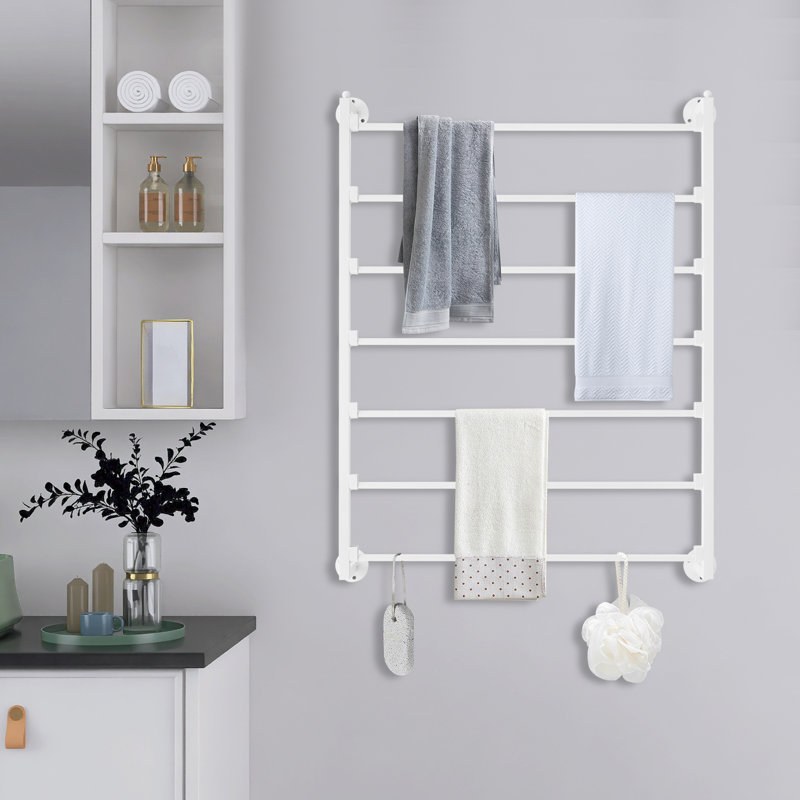 7-Tier Wall Mounted Ribbon/Towel Storage Rack, White