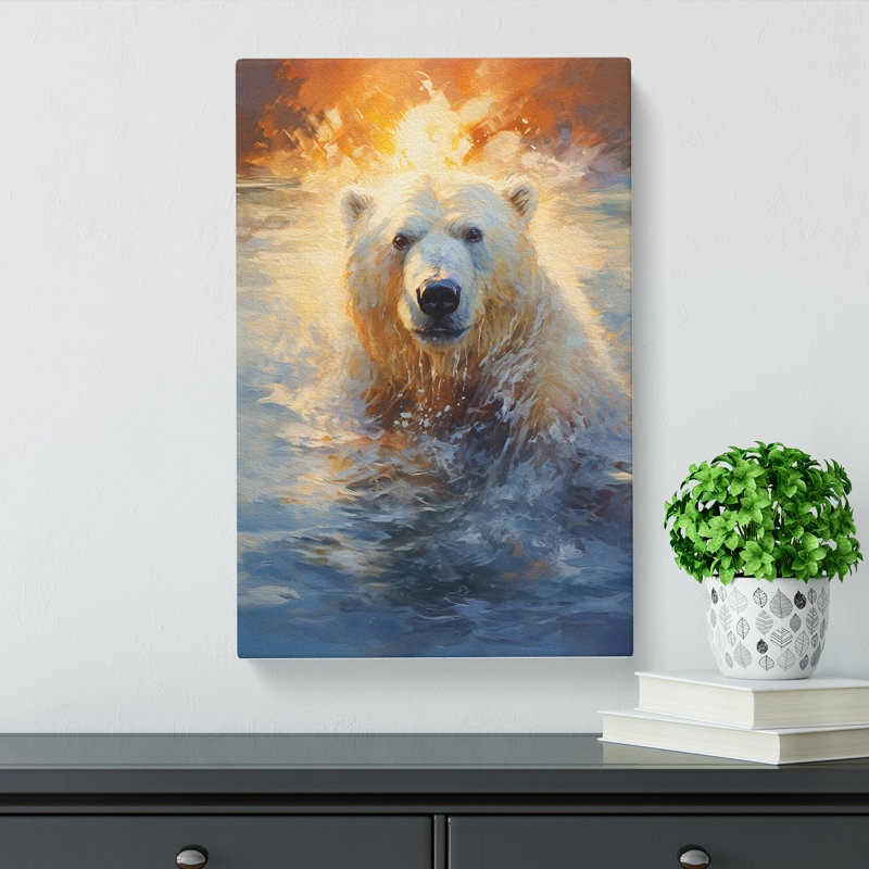 Polar Bear Expressionism - Wrapped Canvas, 76cm H x 50cm W x 3cm D