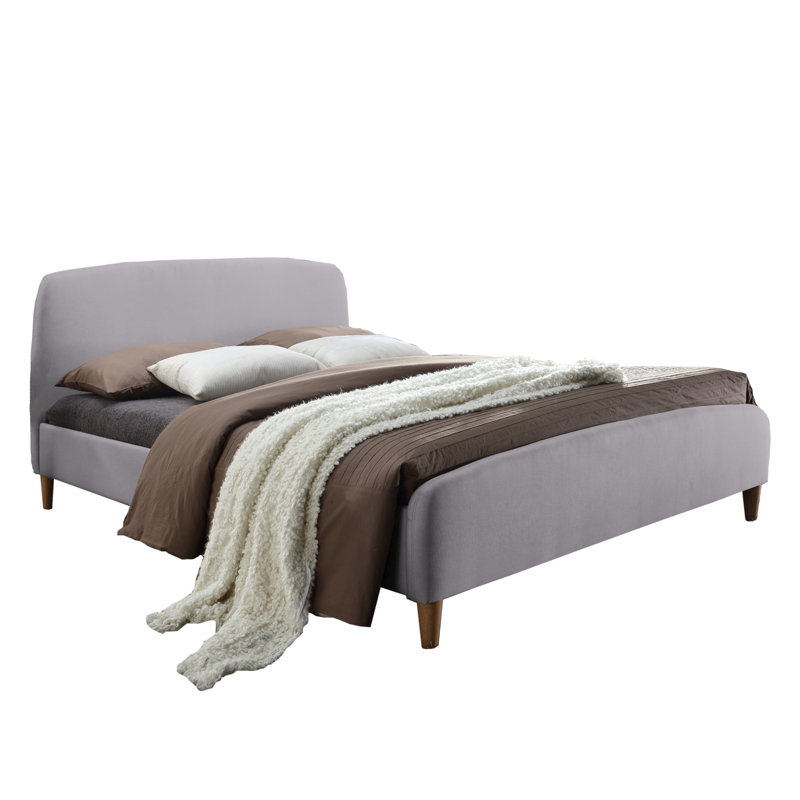 Morin Upholstered Bed, Double (4'6), Light Grey
