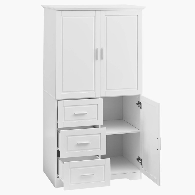 Semele MDF Freestanding Bathroom Cabinet with 3 Drawers and Shelves , White