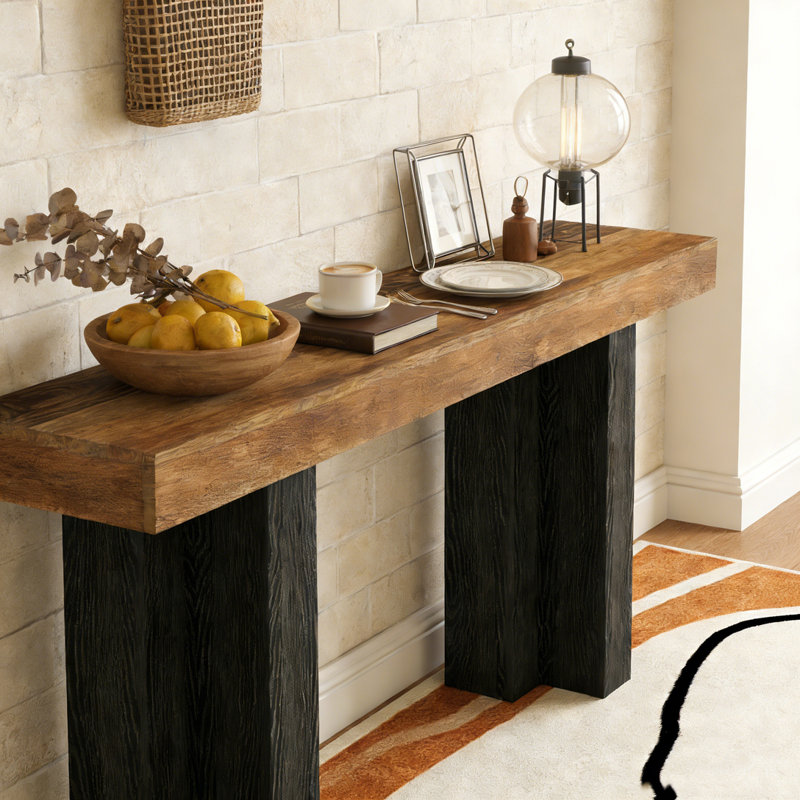 Table de canapé à 2 niveaux Farmhouse avec tablette de rangement ouverte