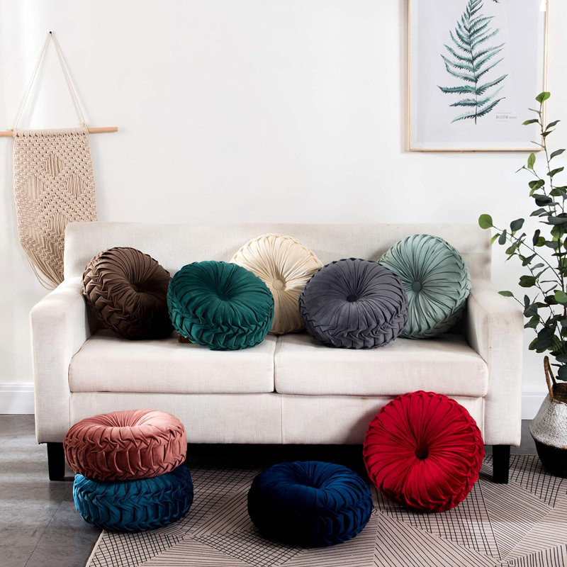 Coussin décoratif ultra doux en velours rond pour canapé (15 pouces), Vert clair