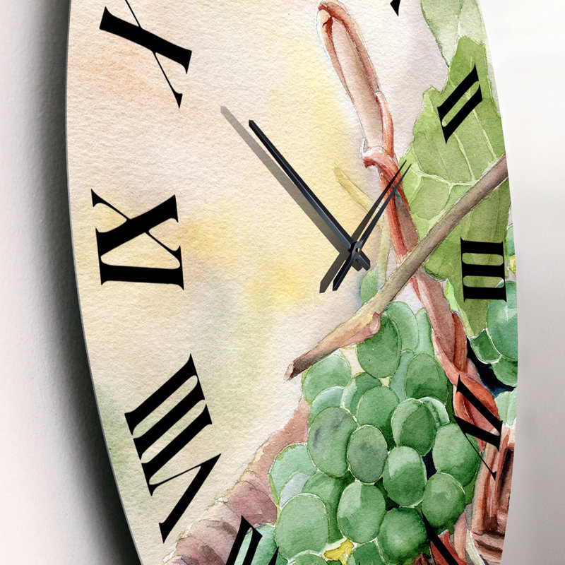 Grappe de raisin vert dans un panier - Horloge murale de ferme, Petit