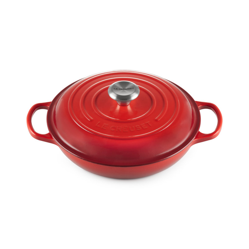 Le Creuset Cast Iron Shallow Casserole, 26cm / 2.2L, Cerise