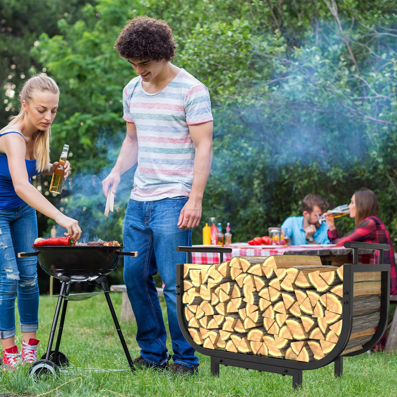 30" Firewood Rack with 600D Carrier Bag, 330 Lbs Heavy Duty Log Holder with Ergonomic Handles, Indoor Outdoor Storage for Fireplace & Patio