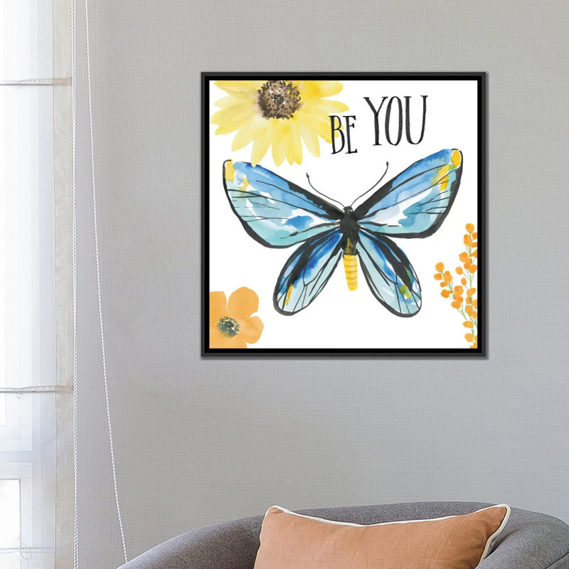 « magnifique papillon iii », reproduction d’art sur toile, H 18 po x l 18 po x P 1,5 po, Toile avec cadre noir, Pas de tapis