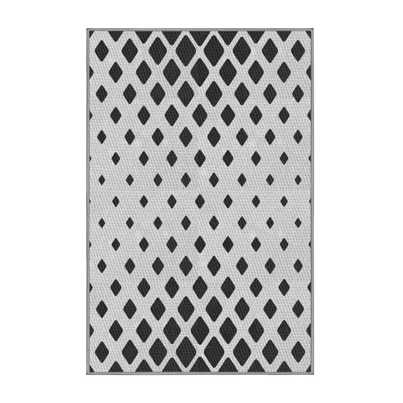 Tapis noir à motif géométrique de couleur cendrée, Rectangle 2 pi x 4 pi