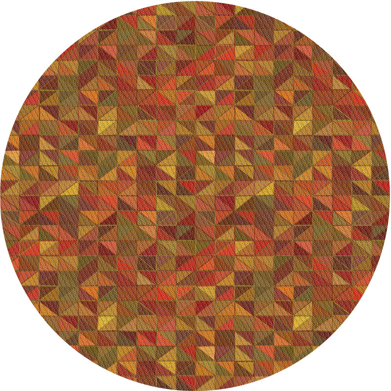 Tapis jaune à motif géométrique Kohlmeier, Rond 5 pi