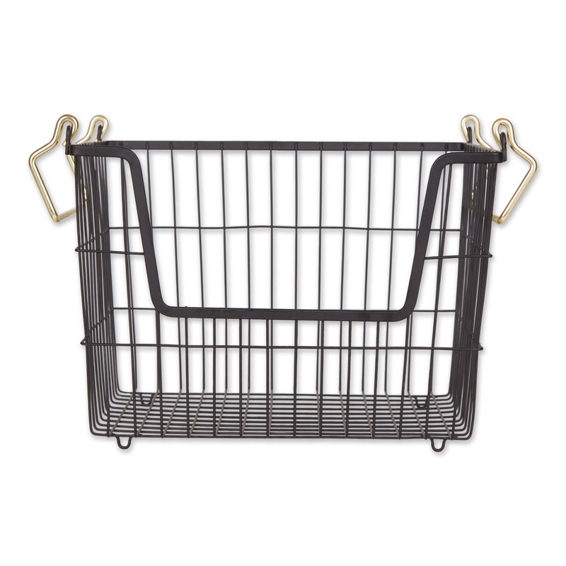 Bac froid en métal, Noir / or, H 9 po x l 10,6 po x P 12,6 po