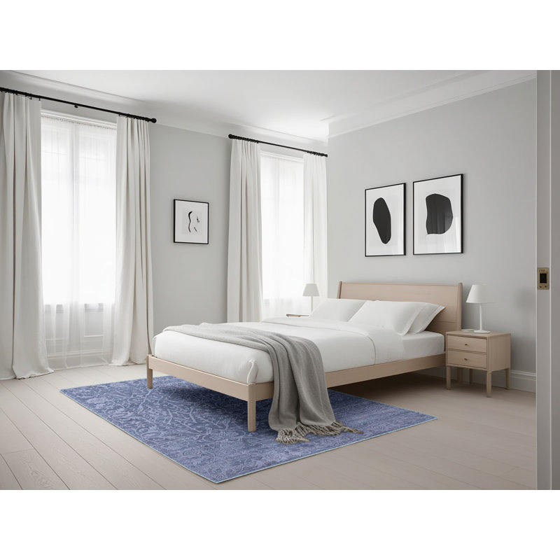 Tapis oriental bleu Haman, Rectangle 5 pi x 7 pi