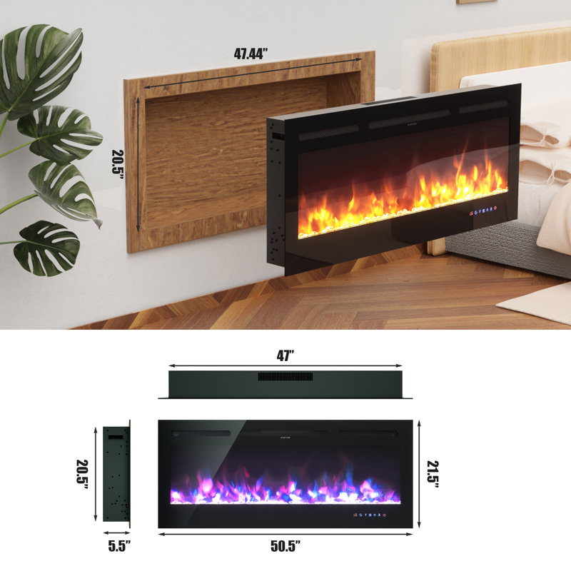 Insertion de foyer électrique mural Adanac, H 21,5 po x l 50 po x P 5,5 po