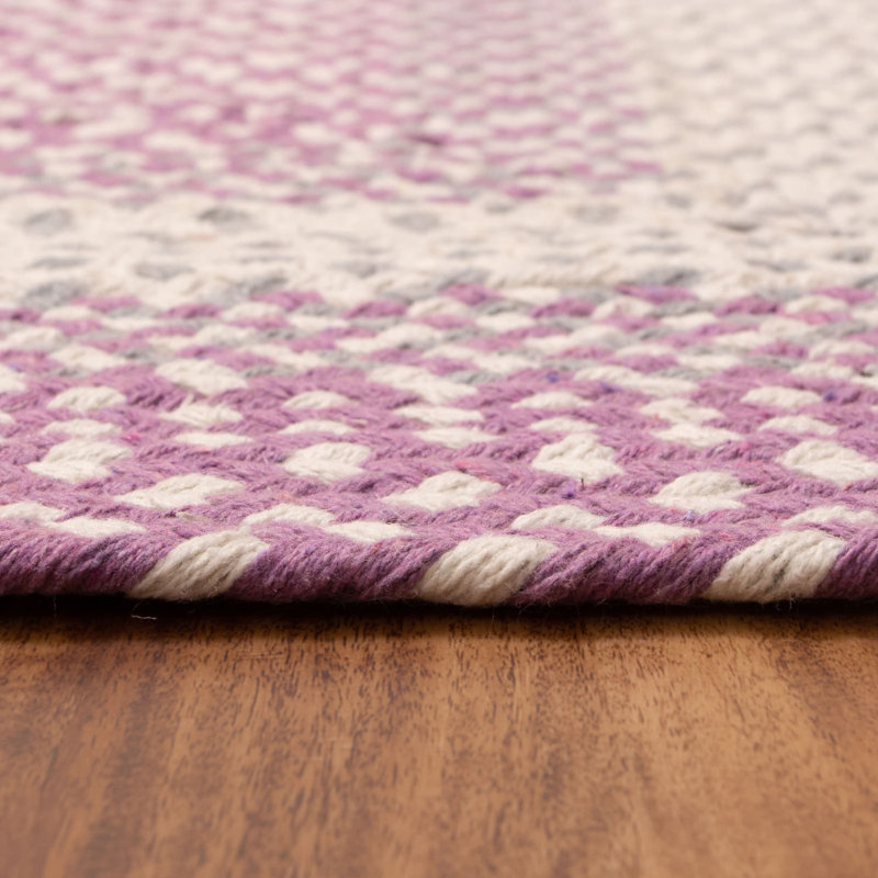 Tapis mauve tressé à la main Waterbury Farmhouse, Rectangle 3 pi x 5 pi