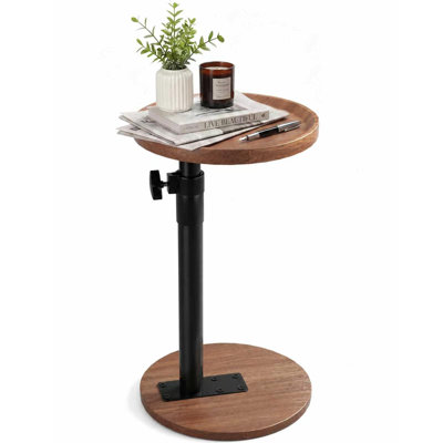 360°Swivel Adjustable C‑Side End Table, Round Anti‑Slip Tray Snack Table for For Living Room Bedroom