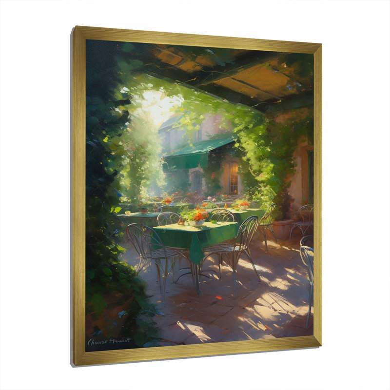 " Sunlight On Forest Pathway ", 20" H x 12" W x 1" D, Gold Picture Framed