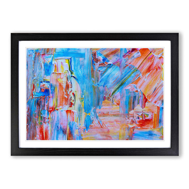 Abstract Art Painting Vol.132 by S.Johnson - Picture Frame Painting Print, 62cm H x 87cm W x 2cm D, Black Framed