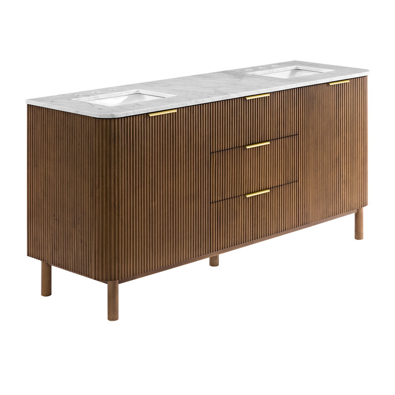 Kensington 72" Bathroom Vanity in Fluted Birch, Brown Reeded Birch