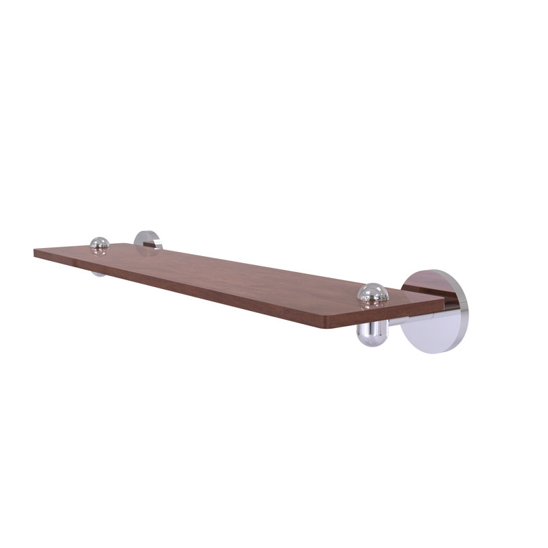 Tablette murale unie bois ironwood Itzhak, Chrome poli, H 2,5 po x l 22 po x P 5 po