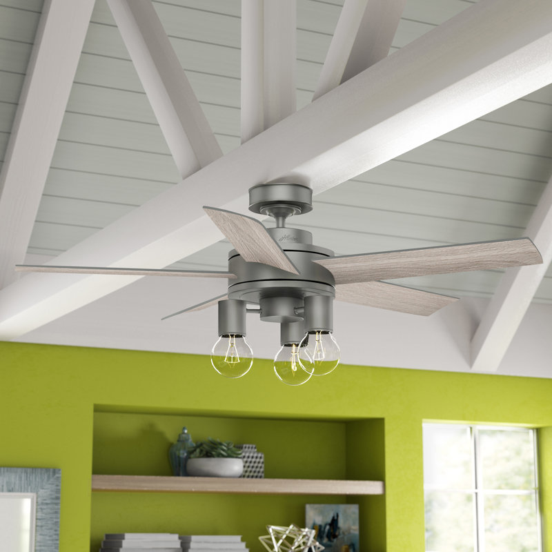 52" Hardwick 5 - Blade Standard Ceiling Fan with Remote Control and Light Kit Included, Gray