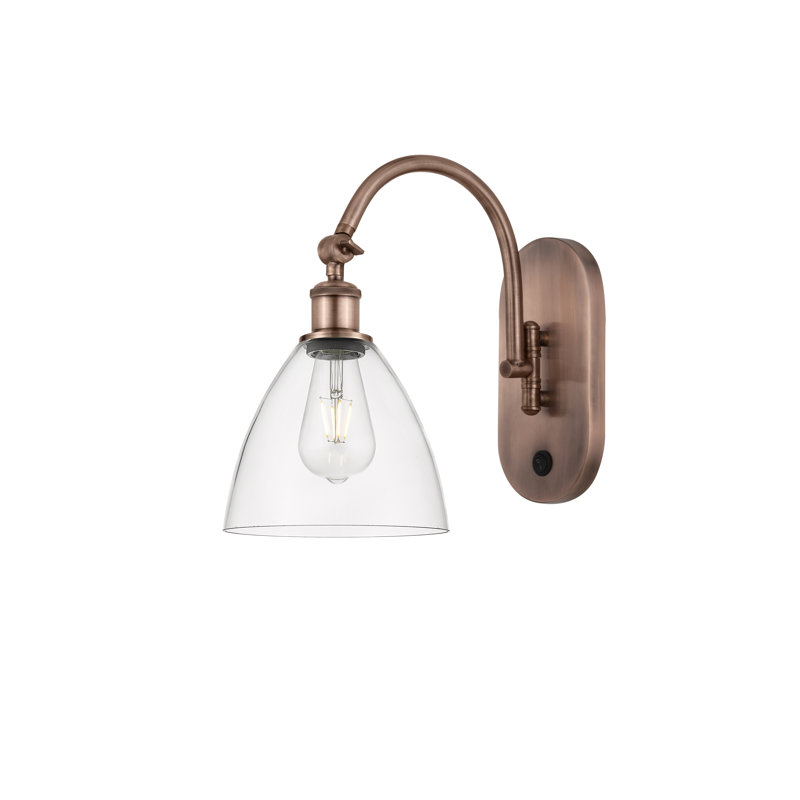 Bras pivotant en verre Amenda, Ampoule non incluse, Cuivre antique