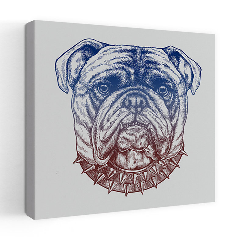 Art urbain contemporain de chien Bulldog Gritty, H 32 po x l 32 po