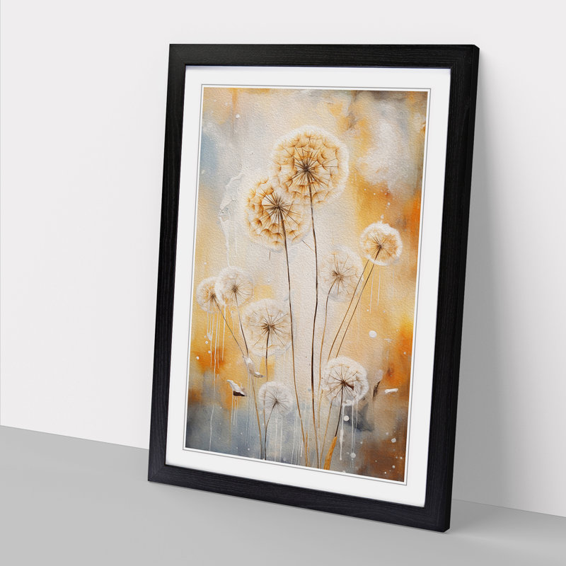 Dandelion Contemporary - Single Picture Frame Print on Wood, 46" H x 34" W x 2" D, Black
