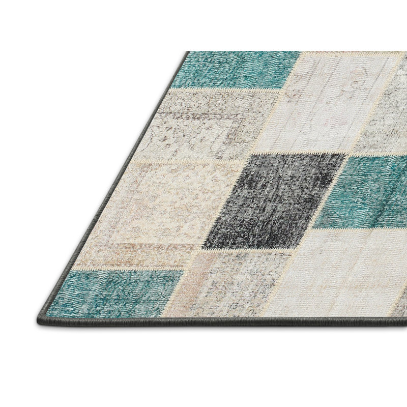 Tapis gris/vert zone contemporaine, Rectangle 3 pi x 5 pi