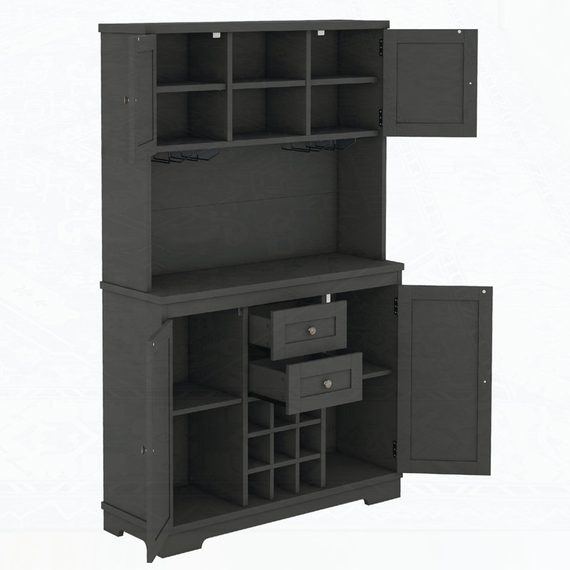 Armoire de cuisine avec rangement Coffee Bar, Noir, noir, noir, noir