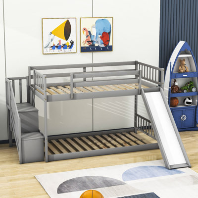 Evika Twin over Twin Wood Bunk Bed with Slide