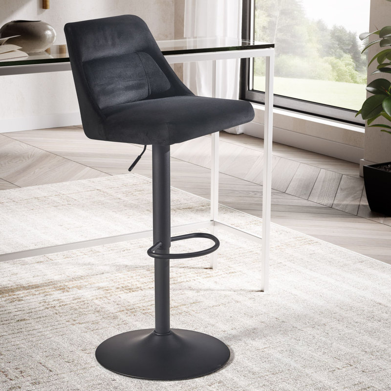Dorrit Swivel Upholstered Adjustable Height Counter Stool with Metal Frame, Black
