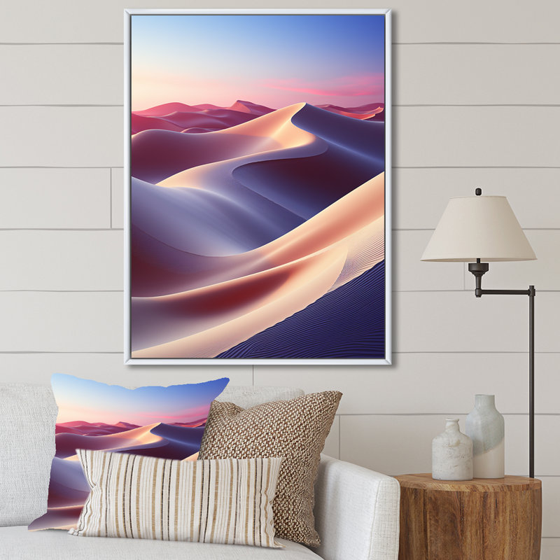 " Desert Dreams Minimalism Embrace V ", White Floater Framed, 40" H x 30" W x 1.5" D