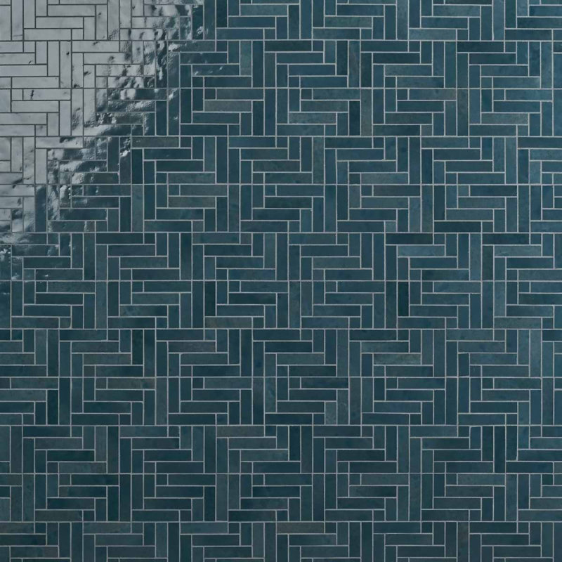 Zelora 1" Glossy Ceramic Mosaic Wall Tile, Coastal Blue
