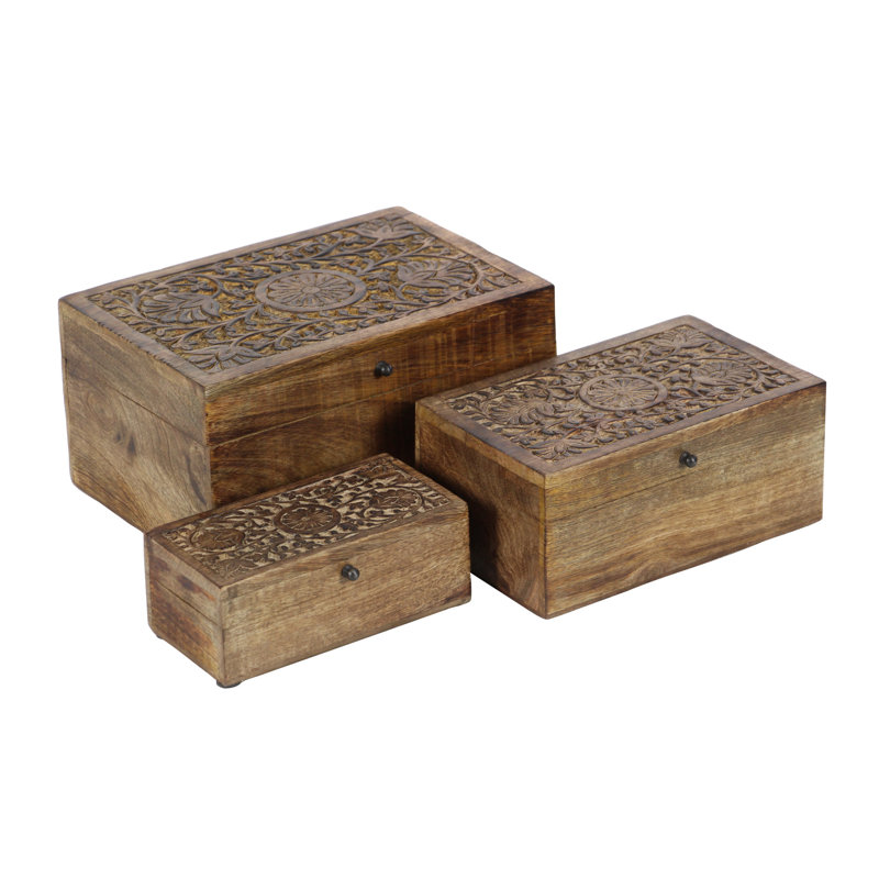 Ensemble de boîtes en bois Sartell, Brun