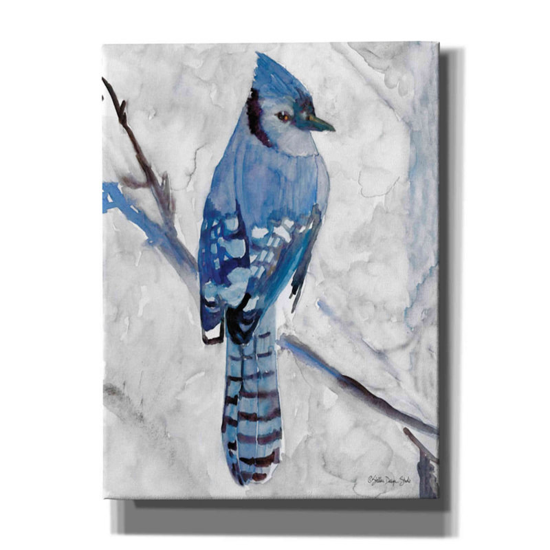 «Blue Jay 1» par Stellar Design Studio - peinture sur toile tendue, H 54 po x l 40 po x P 1,5 po