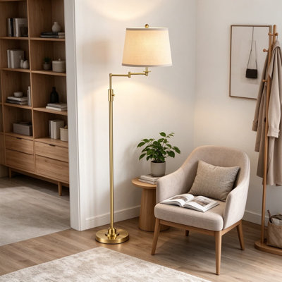 65 " Brushed Swing Arm Floor Lamp